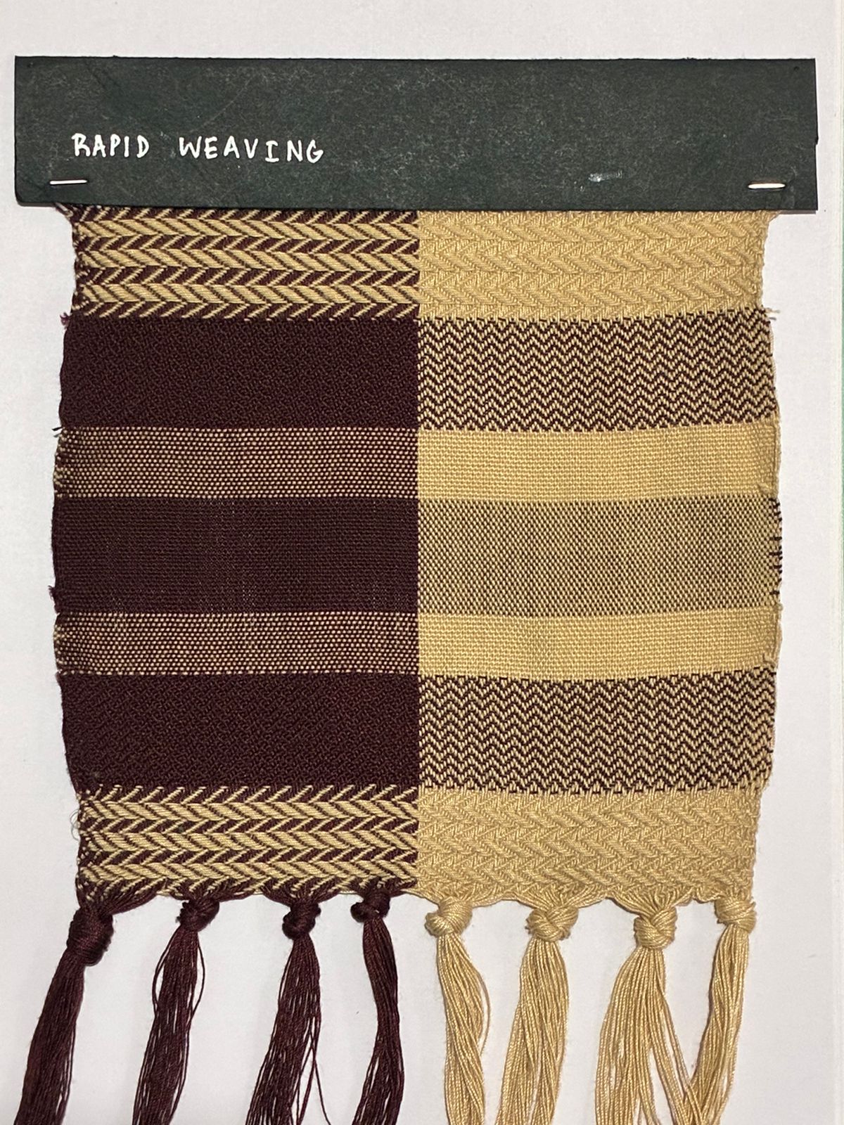 Swatch 3 — Satin weave with diamond figuring in maroon and cream blocks